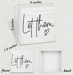 Let Them Wooden Sign, Desk Decorations For Women Office, 5x5 Inch Farmhouse Funny Office Decor Wood Box Sign, Desk Shelf Cubicle Accessories, Appreciation Gifts for Coworkers Boss, 04 - Image 2