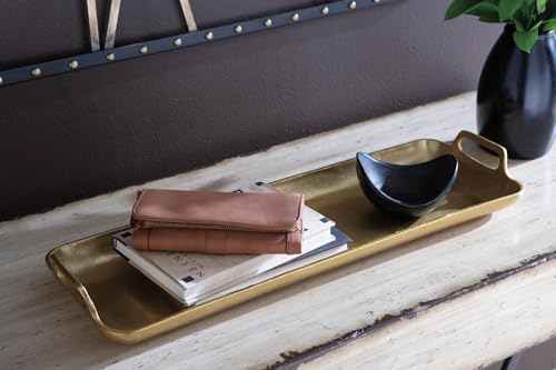 Signature Design by Ashley Posy Rectangle Gold Decorative Metal Tray - Image 2