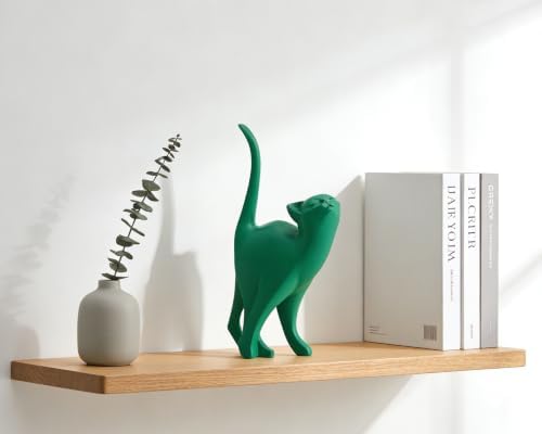 7 Inch Green Proud Cat Statue - Image 2