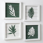 Tide and Tales 3D Green Botanical Wall Art, Framed Set of 4, Leaf Decor by TideandTales