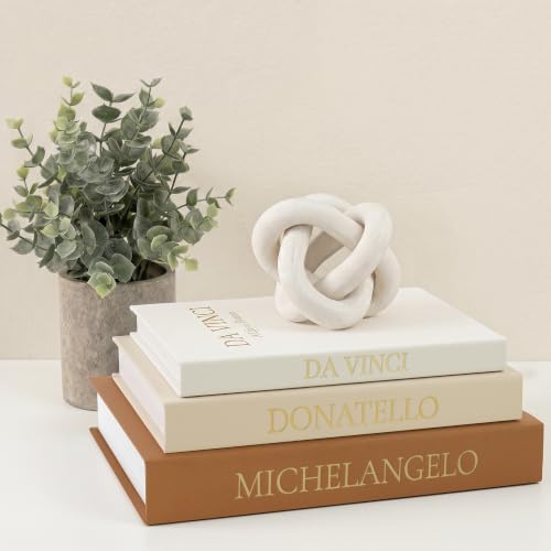 3-Piece Linen Decorative Book Box Set, Fabric Covered Fake Books for Shelf Decor, Modern Aesthetic Storage Books with Secret Compartment, Neutral Home Decor (Terracotta-Beige-White) by DesigntheQuietwithFveuc