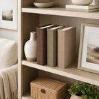 DECOR4SEASON Modern Linen and Wood Decorative Faux Book Boxes Set of 3, 10" - Image 6