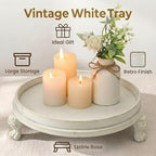 Vintage White Decorative Tray, 11.8 Inch Round Tray with Claw Feet - Image 3