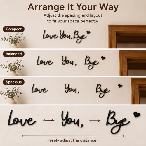 Love You Bye Sign Above Door: Wooden Wall Decor Living Room, Farmhouse Entryway Sign, Boho Home Decor, Valentine's Day Gift for Family (Black) - Image 5