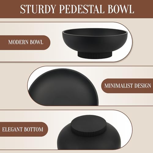 Deobath Large Resin Pedestal Decorative Bowl - Modern Handicraft Bowls for Home Decor - Fruit Bowl for Kitchen Counter - Key Bowl for Entryway Table,Matte Black - Image 7