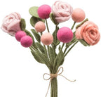 Glaciart One Felt Flowers Artificial Bouquet - 12 pcs|Reusable, Washable and Essential Oil Ready Multi Color Artificial Flowers w/Bendable Wire Stem |Great as Gift and Home or Event Decorations by GlaciartOne