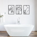 CHENGU 3 Pieces Metal Minimalist Abstract Woman Wall Art Line Drawing Wall Art Decor Single Line Female Home Hanging for Kitchen Bathroom Living Room - Image 7