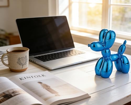 4 Inch Shiny Blue Balloon Dog Sculpture - Image 4