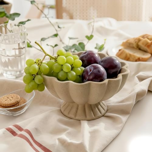 Pedestal Decorative Bowl, 8" Footed Ruffle Fruit Bowl for Home Decor - Image 6