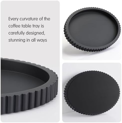 Yalikop Oval Concrete Decorative Tray for Coffee Table Decoration 15" Modern Black Table Centerpieces Decorative Ottoman Tray for Serve Home Decoration Accent Bandejas Decorativas Gift - Image 3