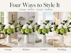 Fake Flowers Bouquet with Vase Faux Silk Flowers Mums Peony Eucalyptus - Image 6