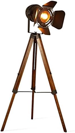 Decoluce Vintage Tripod Floor Lamp, Height Adjustable Wooden Camera Tripod by DECOLUCELIGHTINGPERSONALIZEDLAMPDECOR