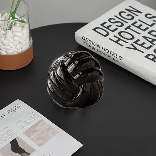 Ceramic Knot Decor, Small Chain Link Decor, Coffee Table Decor, Book Shelf Decor, Entry Table Decor, Aesthetic Minimalist Decorative Objects for Modern Home Living Room, Desk Decor for Office (Black) - Image 5