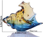 Hand Blown Glass Conch Statues, Blue and Amber Glass Art Figurines, Conch Shells for Coastal Home Decor, Living Room TV Stand and Bookcase Decor, Bathroom Shelf Tops and Cabinet Decor. - Image 2