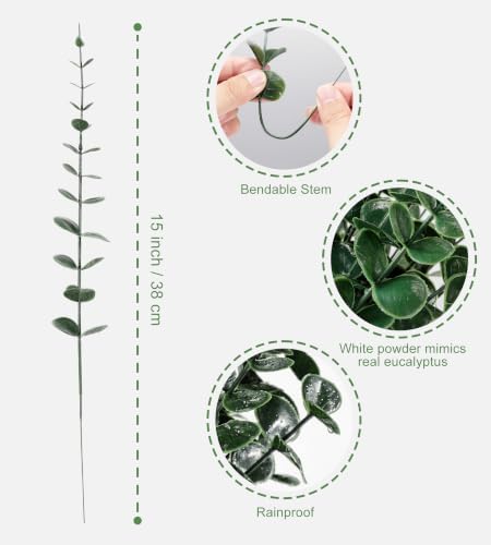 30pcs Artificial Eucalyptus Stems Eucalyptus Leaves,Fake Eucalyptus Plants - Image 3