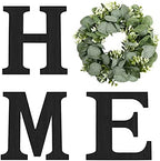Pinkpum Wood Home Sign with Eucalyptus Wreath for O Home Decor Wall Decor by Pinkpum