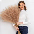 Faux Pampas Grass, 9 PCS 37''/3.1FT Tall Fluffy Fake Pompas Floral, Large Artificial Pompous Grass Branches for Floor Vase Fillers, Boho Farmhouse Room Wedding Decor (Taupe) - Image 2