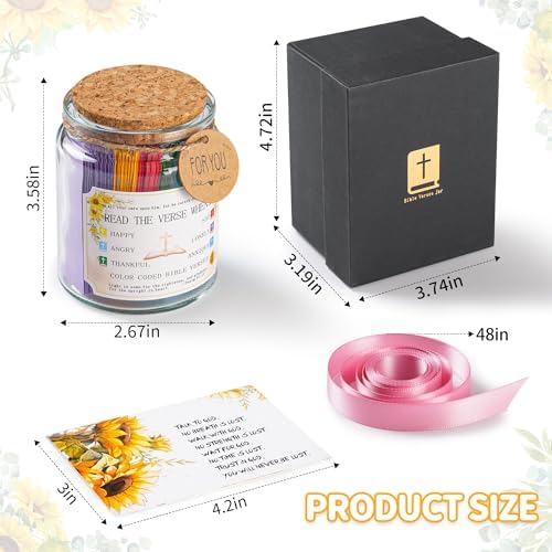 Bible Verse Jar (KJV) - Christian Gifts For Women, Men, Mom, Dad, Teen，Birthday Gifts For Women, Religious Graduation Gift For Her，Prayer Hope Jar With Greeting Card & 48-inch Ribbon Bow。 - Image 2