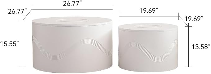 46.46'' White Round Coffee Table Set of 2 - Image 2