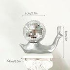 Silver Disco Snail Decor, Disco Ball Shelf Ornament, Retro Home Accent - Image 2