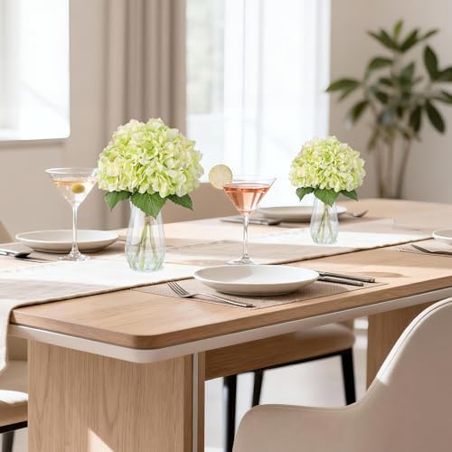 Garvee Artificial Green Hydrangea Flowers Arrangement with Vase, 6 PCS Silk Hydrangea Bouquet Centerpiece with Faux Water, Realistic Fake Flowers for Table Centerpiece, Home, Office, Wedding Decor - Image 3