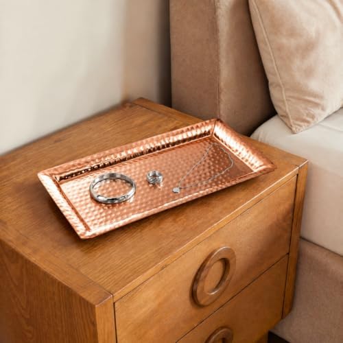 Monarch Abode Decorative Tray – 16-Inch Hand Hammered Copper Plated Metal Bathroom Tray Countertop, Vanity Trays Organizer, Perfume Plate for Dresser, Kitchen Countertop Large Fruit Platter - Image 5