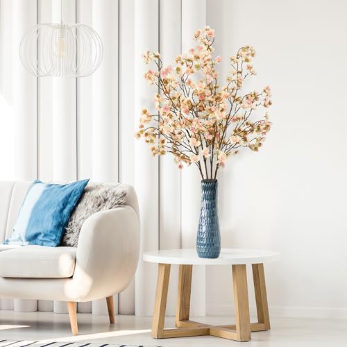 Sggvecsy Artificial Cherry Blossom Flowers 4 Pcs Faux Cherry Blossom Stems Faux Silk Cherry Blossom Branches 41’’ Fake Flowers Long Stems for Vase Arrangements Home Wedding Table Decor (Champagne) - Image 5