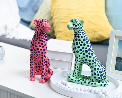 Quoowiit Statues for Home Decor, Modern Sculptures and Statues Decorations for Living Room, Bedroom, Table, Bookshelf, White Resin Leopard Art Decorative Sculpture with Black Polka Dots Design - Image 4
