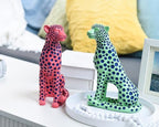 Quoowiit Statues for Home Decor, Modern Sculptures and Statues Decorations for Living Room, Bedroom, Table, Bookshelf, White Resin Leopard Art Decorative Sculpture with Black Polka Dots Design - Image 4