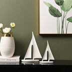 Saysmile Modern Sculptures Home Decor, Sailboat Decor Ornament, Boat Decorations Statue Decor, Art Sculptures and Statues, Sailboat Gifts Home Office Bathroom Shelf Decor (White-2 Pack) - Image 4