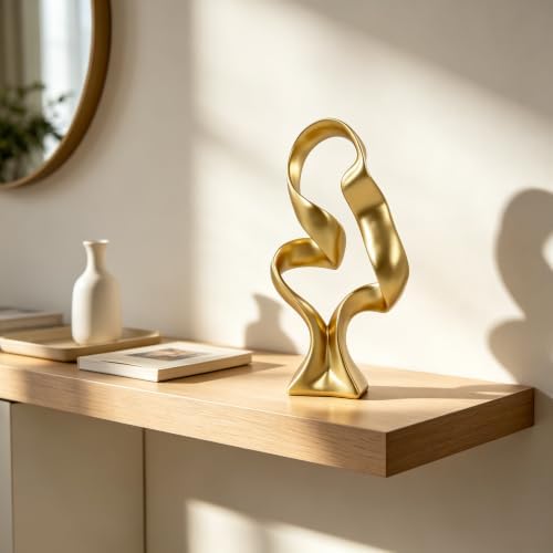 15" Modern Abstract Ribbon Decorative Sculpture, Knot Sculptures,Home Decor,Coffee Table Statues,Dining Living Room Desk Decor,Golden - Image 6