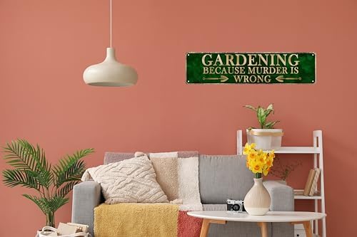 Man Cave Decor Vintage Wall Decor Gardening Because Murder is Wrong Vintage Tin Signs Funny Street Metal Signs for Home Garage Wall Bar Decor 4x16 in - Image 5