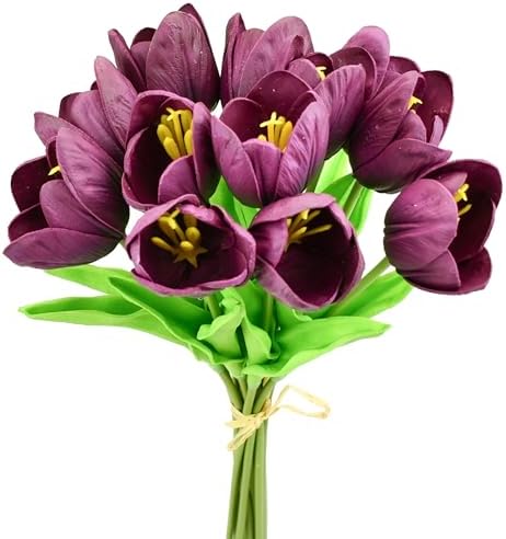 Mandy's 12pcs Artificial Grape Purple Partially Open Tulips by Mandys