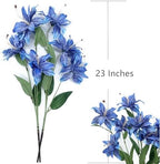 Artifical Lily Flowers Fake Stargazer Lilies Flower Bundles 4 Pack, Faux Silk Lily Floral Stems for Indoor Outdoor Home Garden Decor Office Party Wedding Arrangement Bouquets DIY Decoration - Blue - Image 5