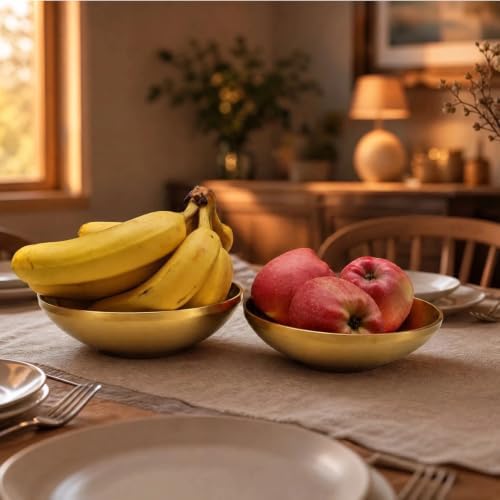 7.8" & 8.6" Gold Decorative Bowls Set of 2 for Entryway, Kitchen Counter - Image 2