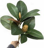 Artificial Magnolia Leaves Plant, Fake Branches 18.5 Inch 3D Plastic Leaf Greenery Bushes Faux Simulation Shrubs Stems Twigs for Home Garden Decor Vase Office Wedding Party DIY Decoration Green 2 Pack - Image 6