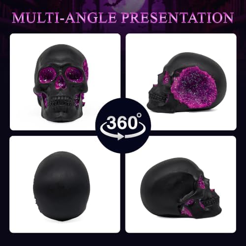 Black and Purple Resin Skull Figurine Statue. Good Gifts for Skull Lovers - Image 2