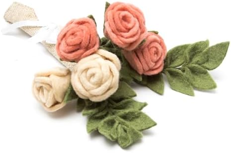 Glaciart One Felt Roses Flowers Artificial Bouquet - 5 pcs|Reusable, Washable and Essential Oil Ready Multi Color Artificial Flowers w/Bendable Wire Stem |Great as Gift and Home or Event Decorations - Image 6
