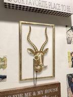 Newinhome Animal Heads Wall Decor (Includes Metal Frame) Resin Animals Sculptures Head Wall Hanging Decoration Gold vintage Wall Sculpture for Living Room Bedroom Office(Antelope) - Image 2