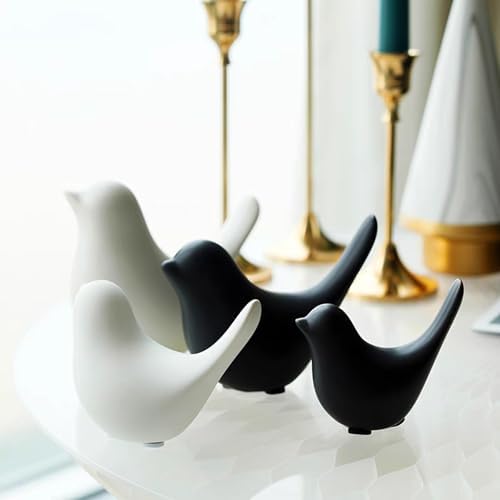 Small Animal Statues, White Bird Figurines Home Decor, Modern Home Decorative, Ceramic Decor for Office Desktop, Bookshelf, Bedroom, Living Room, Cabinets (White 2 Pcs) - Image 6