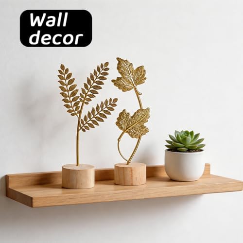 Gold Leaf Home Decor Set - Metal Leaves Statues, Modern Artistic Sculptures for Living Room, Office, Shelf & Home Decorative, Handmade 3D Botanical Accents (Fall Decor) - Image 3