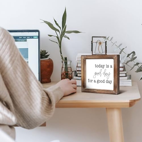 Today is A Good Day for A Good Day Inspirational Wood Box Sign for Home Decor,Freestanding Mini Wood Block Sign for Desk,Shelf or Wall Display 6" x 6" x 1.57" - Image 3