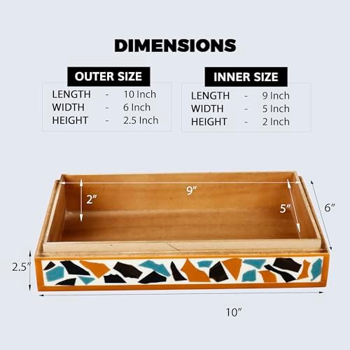 Handicrafts Home Decorative Storage Box 10x6 – Remote Organizer Box with Lid, Modern Decorative Keepsake Box, Boho Shelf Décor, Memory Box for Photos or Letters, Decorative Box for Table Décor - Image 2