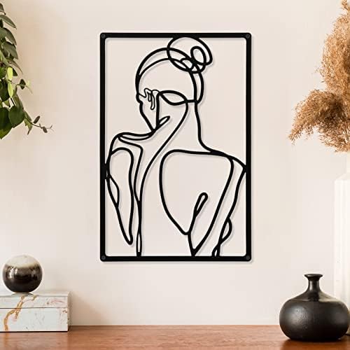 CHENGU 3 Pieces Metal Minimalist Abstract Woman Wall Art Line Drawing Wall Art Decor Single Line Female Home Hanging for Kitchen Bathroom Living Room - Image 3