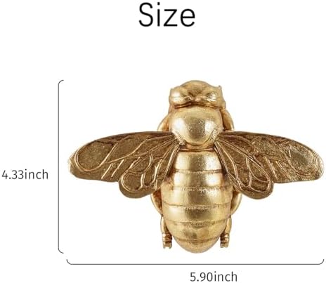 KISWIAR Gold Bee Wall Decor, 3D Hanging Honey Bee Wall Sculpture, Resin Insect Animal Figurine Natural Themed Home Decoration for Tabletop Living Room Bedroom (Antique Gold) - Image 2