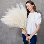Faux Pampas Grass, 9 PCS 37''/3.1FT Tall Fluffy Fake Pompas Floral, Large Artificial Pompous Grass Branches for Floor Vase Fillers, Boho Farmhouse Room Wedding Decor by QUBITFUL