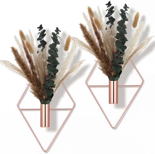Jexine 4 Pcs Hanging Artificial Planters Wall Decor, Rose Gold, Pampas by Jexine