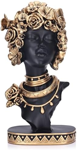 African American Woman Bust Statue, Vintage African Figurines and Sculptures, Elegant Art Decor for Home and Office, Ornamental Accent for Living Room, Bookshelf – Perfect Housewarming Gift by XIYOUQI