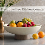 LIN CHUAN Modern Resin Pedestal Bowl – Large Fruit Bowl for Kitchen Counter, Catch All Bowl for Entryway Table, Stylish Key Bowl & Dining Centerpiece, Brown - Image 2