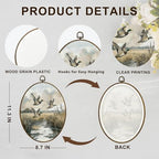dvhdajed Vintage Mallard Duck Oval Wall Art Decor, Farmhouse Duck Framed Canvas Art, Rustic Cottage Core Farm Animal Oval Wall Hanging Decor for Home Bedroom Living Room, 8.7x11.3 Inch - Image 7